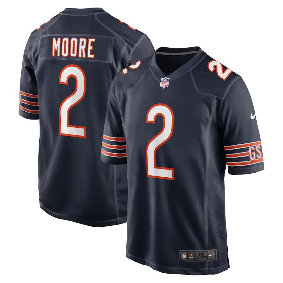 Men Chicago Bears #2 D.J. Moore Nike Navy Team Color Game NFL Jersey